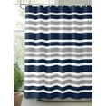thumbnail image 2 of Dark Blue Geometric Striped Shower Curtain, Navy Blue Gray White Bathroom Decor Curtains Set with Hooks, Waterproof Fabric Home Accessories， 72 X 72 Inch Long, 2 of 6