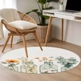 thumbnail image 4 of Spring Floral Round Area Rug 3.3 FT, Non Slip Small Entryway Kitchen Mat, Eucalyptus Leaf Summer Botanical Washable Soft Circular Rug Non-Shedding Door Mat for Bathroom Playroom Kids Room, 4 of 9