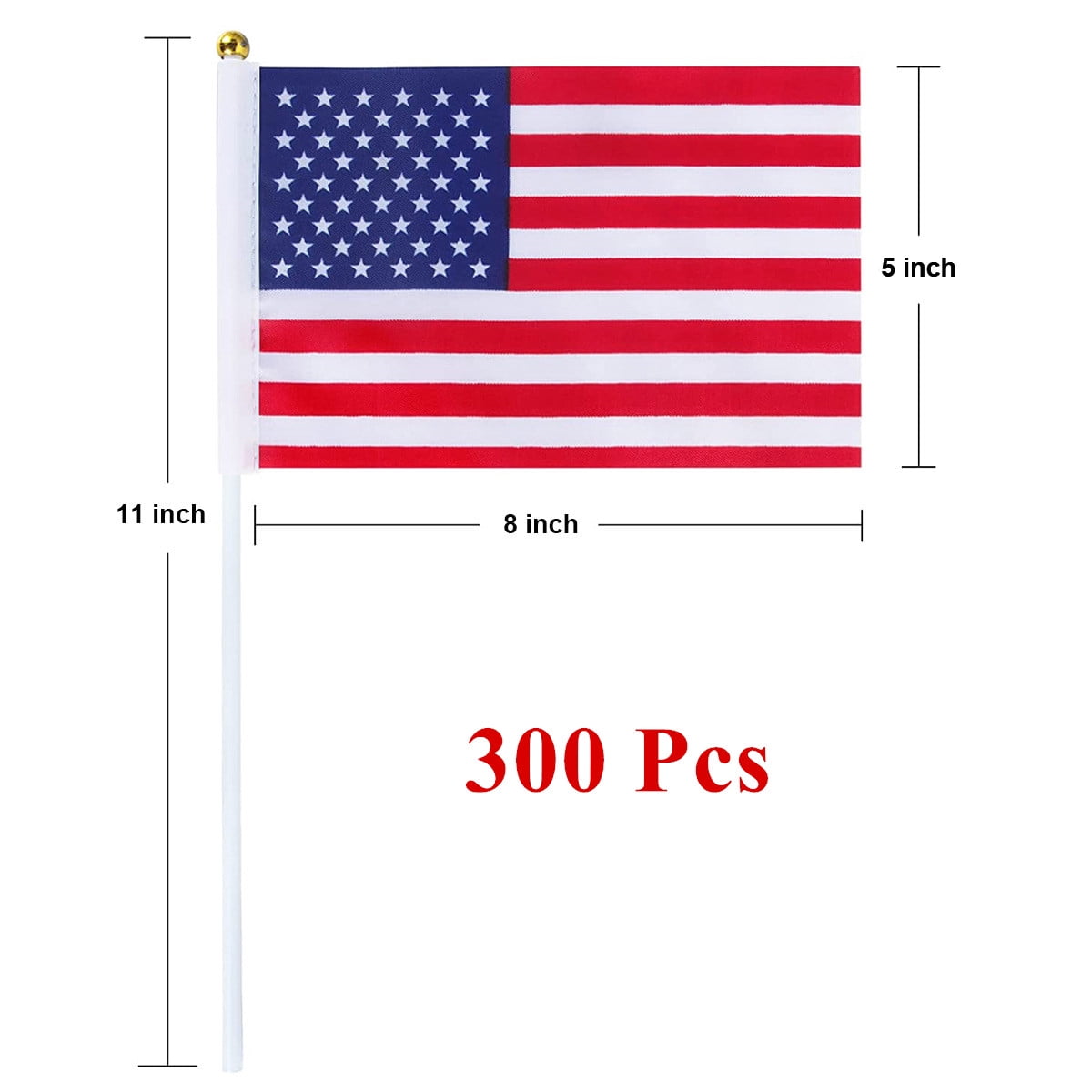 USA United States Mini Flag 300 Pack - Hand Held Small Miniature American US Flags on Stick - 4x6 Inch