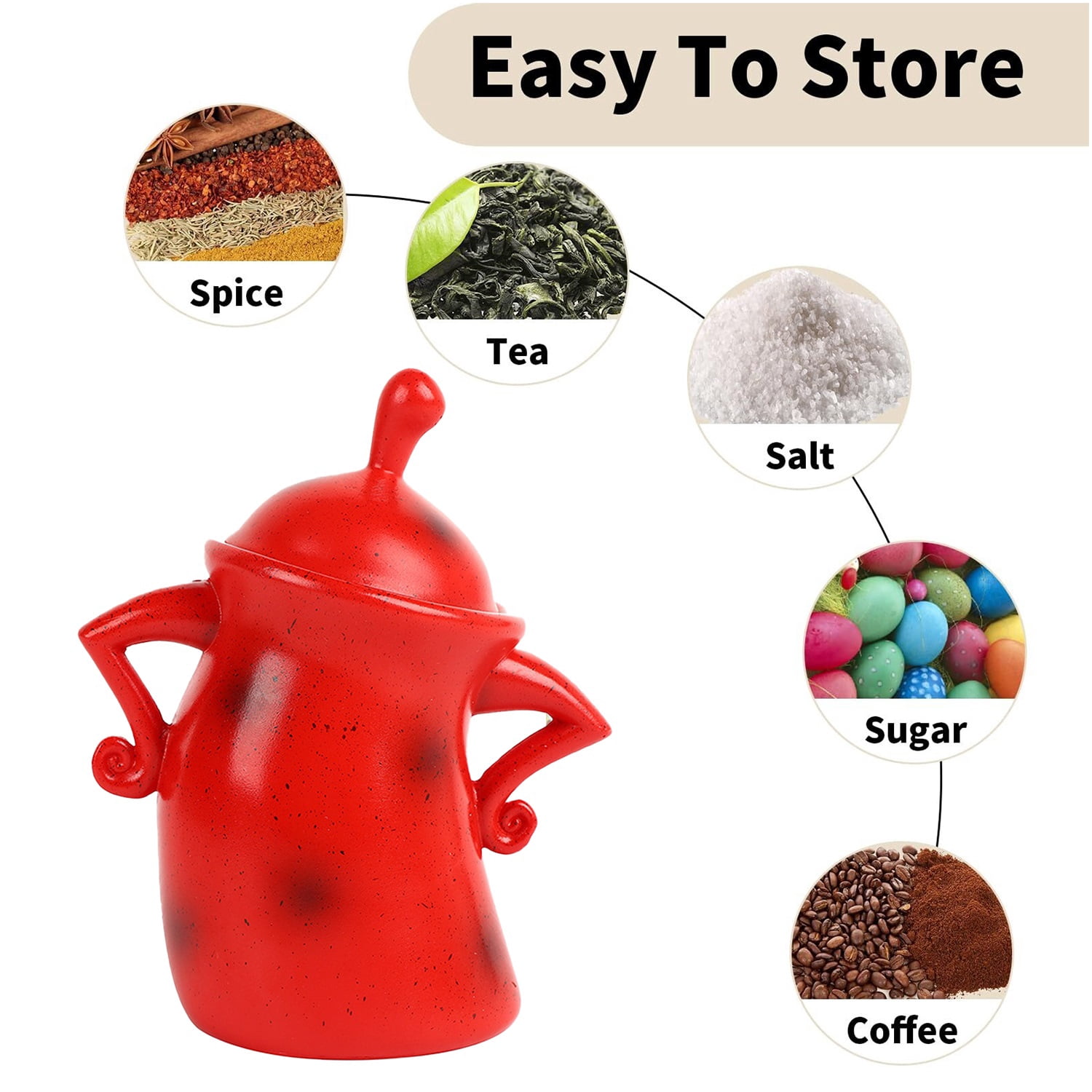 Ceramic Canister with Attitude , Spice Jars with Airtight Seal Lid for Food Storage, Colorful Decorative Kitchen Container for Coffee Beans, Tea, Sugar, Salts, Spice and More