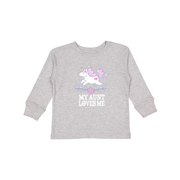 Inktastic My Aunt Loves Me Unicorn Girls Long Sleeve Toddler T-Shirt