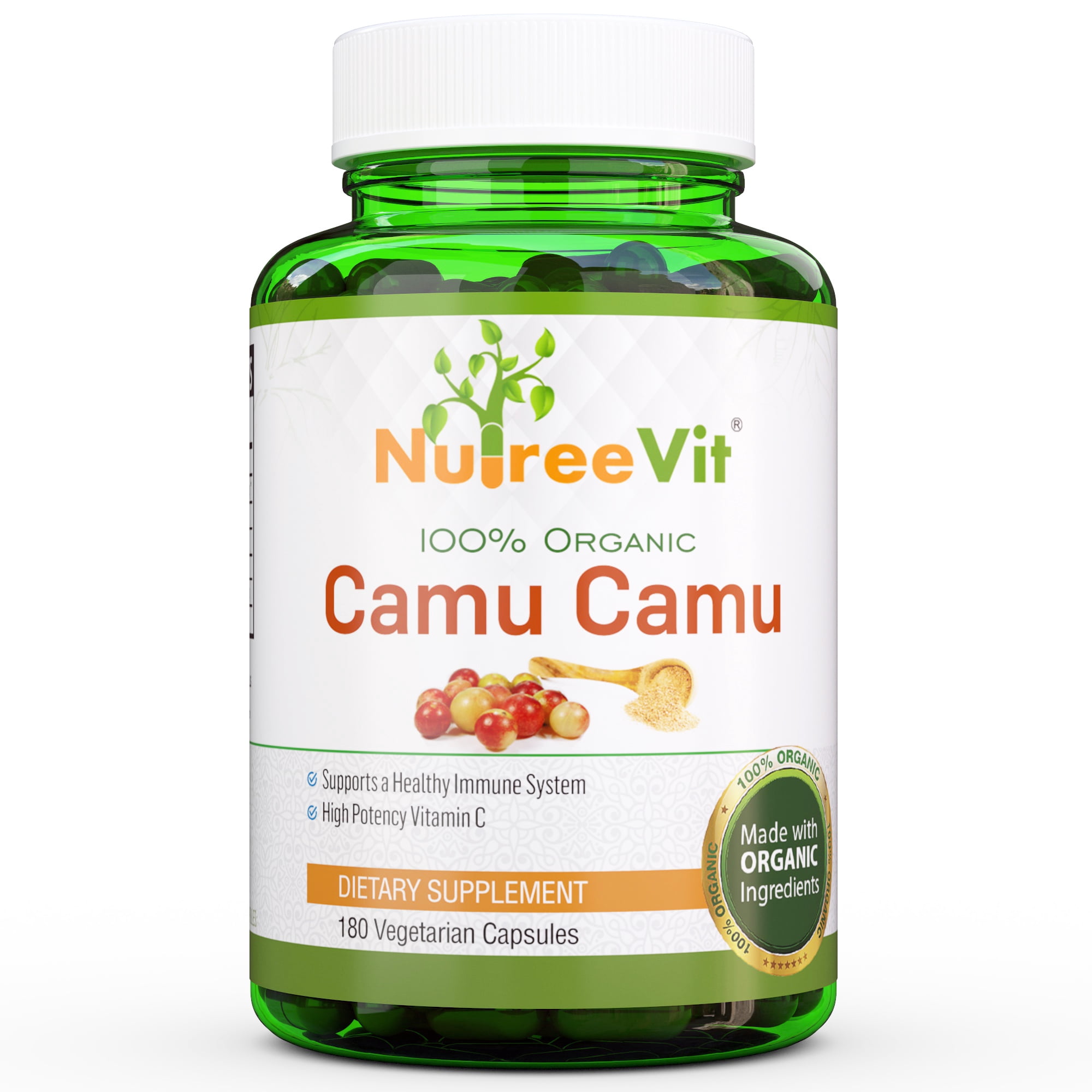 PURE 100% CAMU CAMU VEGETABLE CAPSULES Pure Natural Vitamin C (500 Count)