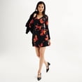 thumbnail image 4 of Women's Nine West Long Sleeve Wrap Dress Color: Cocoa Pica Floral Nb Size: X LARGE, 4 of 4