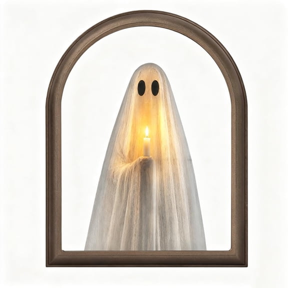 Luckky 13.8 Inch Light Up Ghost Mirror Wall Decor,Halloween LED Hologram Ghost Mirror,Indoor Halloween Decoration for Mantel Table Room Home Office Party Display