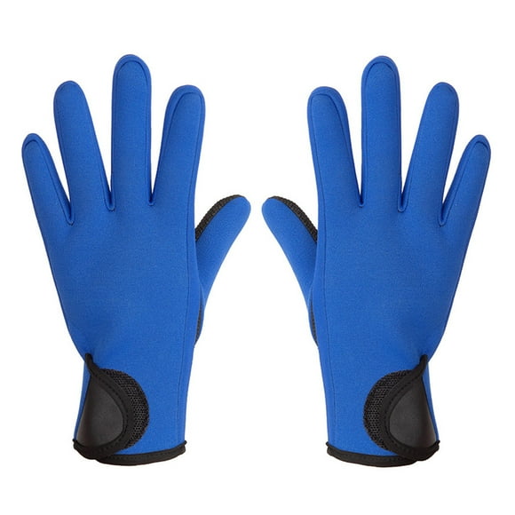 yeacher CR Non-Slip Thermal Gloves for Diving, Surfing, Fishing, and Skiing - 2mm Thick, Blue, Size M