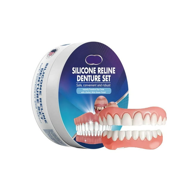 Kit de dentaduras postizas de silicona Juego completo de dentaduras postizas Corrección dental