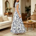 thumbnail image 6 of ZToonmas Summer Dresses for Women Wrap V Neck Ruffle Cap Sleeve Maxi Dress Leaf Print Tiered A-Line Flowy Sundress with Self Tie Waist for Beach Vacation, 6 of 8