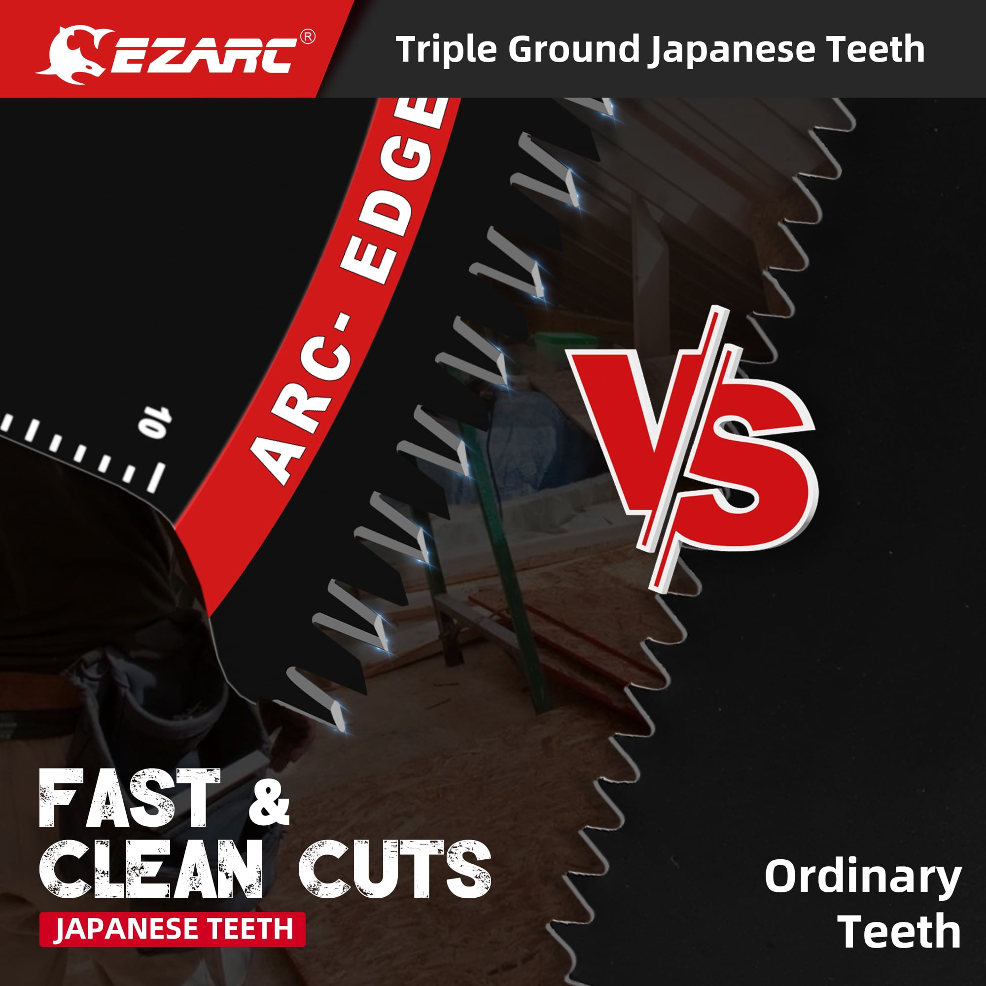EZARC Japanese Tooth Oscillating Saw Blades, 10 PCS Extra-Long Arc Edge Oscillating Multitool Blades Clean Cut for Wood and Plastic, Universal Quick Release Multi Tool Blades Kits
