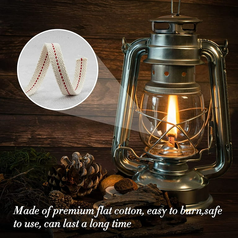 MECCANIXITY Oil Lamp Wick 1 Inch Flat Wide 10 Foot Cotton Lanterns Wick  with Red Stitch for Kerosene Burner Lighting