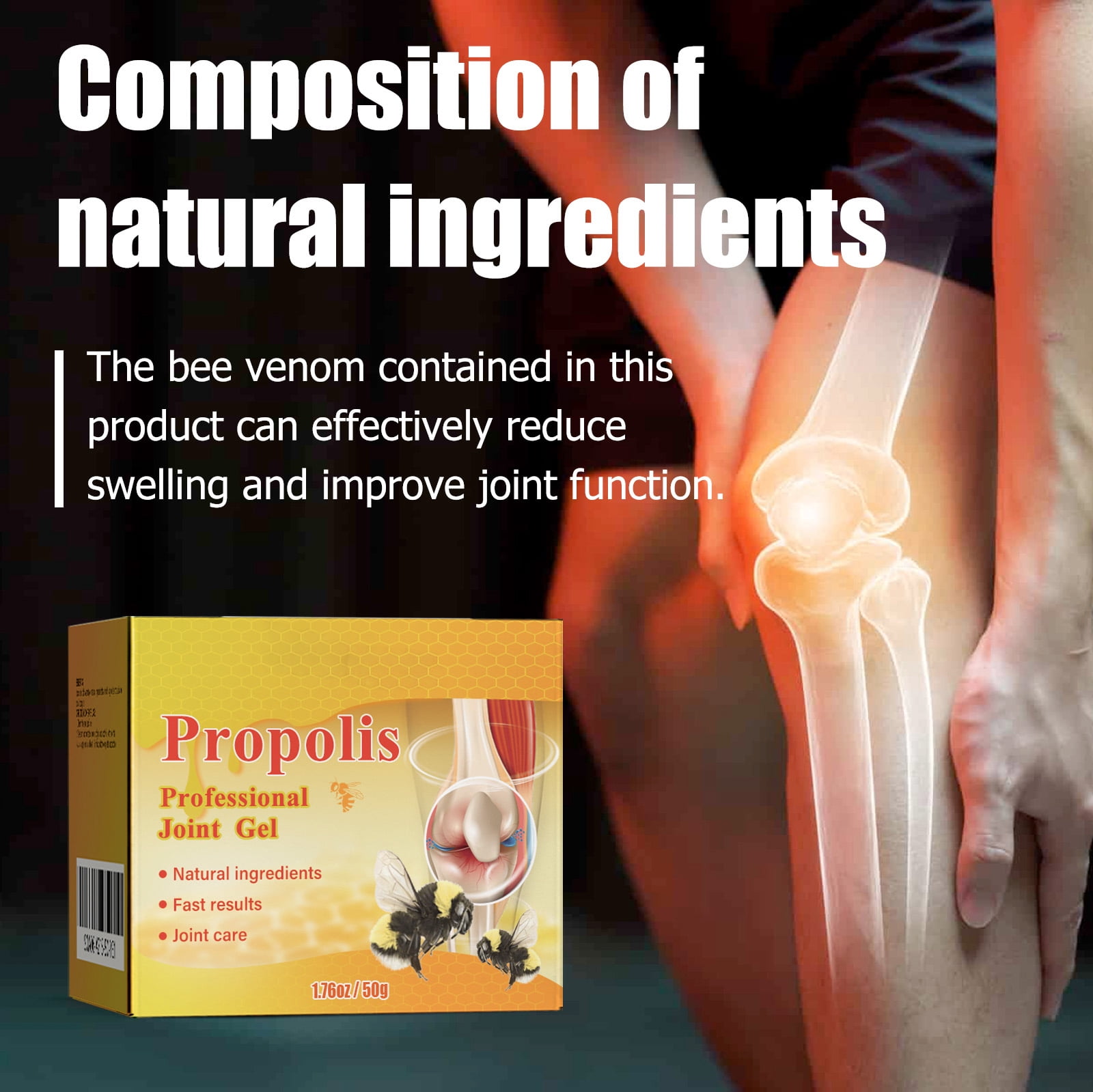 Alvorantor Propolis Joint Care Cream, Relieve Lumbar Shoulder Neck Muscle Pain Discomfort, Joint Gel, 1.76oz