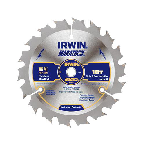 18T Carded IRWIN Tools MARATHON Carbide Cordless Circular Saw Blade 5 1//2/"
