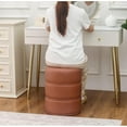 thumbnail image 6 of Round Ottoman, Modern Linen Fabric Upholstered Circle Small Pouf Footstool, Foot Rest Vanity Stool Chair for Living Room, Bedroom, White, 6 of 12