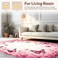 thumbnail image 2 of ODIKA 3'x5' Machine Washable Non-Slip Area Rug, Fluttering Bliss With Graceful Insect Illustrations High Traffic Rug, Pink, 200761, 2 of 7