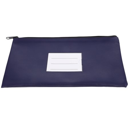 LEDMOMO Navy Bank Bags with Zipper for Cash and Receipts PU Aluminum Alloy