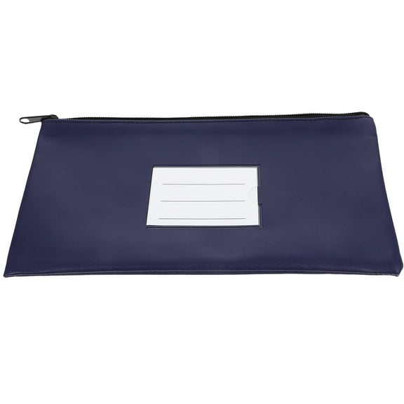 LEDMOMO Navy Bank Bags with Zipper for Cash and Receipts PU Aluminum Alloy