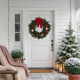 thumbnail image 3 of Northlight Red Bow and Mixed Foliage Artificial Christmas Wreath with Ornaments, 30-Inch, 3 of 7