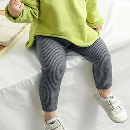 

Hngshg Baby Toddler Pants Elastic Waist Bottoms for Little Girls Kids Ribbed Knit Leggings with Pockets