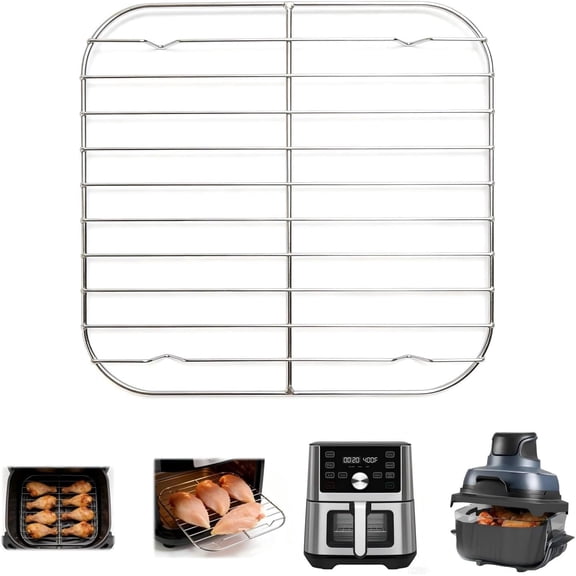 7.7 Inch Square Air Fryer Rack, Uncoated Food Grade SUS304 Stainless Steel Square Air Fryer Accessories Compatible with Cosori, Instant Vortex, Gourmia, Chefman, Ninja Foodi Grill and More