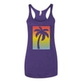 thumbnail image 2 of Tropical Palm Tree Silhouette | Womens Pop Culture Premium Tri-Blend Racerback Tank Top, Purple Rush, Small, 2 of 4