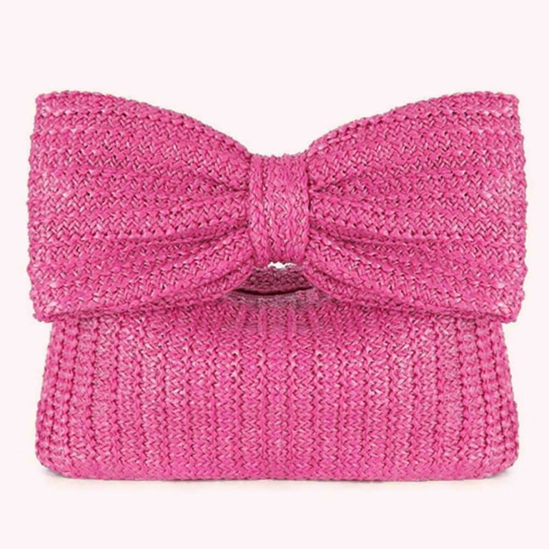 Women Straw Evening Bag with Bow Weaving Clutch Bag Ladies  display picture 1
