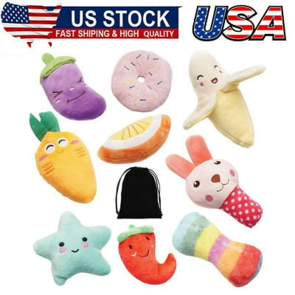 9 Pack Small Dogs Puppy Squeaky Dog Toys,Cute Variety Colors Designs to Bite
