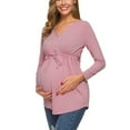 thumbnail image 6 of KIHOUT Maternity Blouse V-Neck Long Sleeve Bandage Solid Color Breast-Feeding Pregnant Nursing Tops, 6 of 9