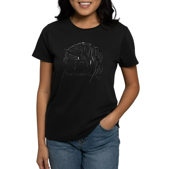 CafePress - Friesian T Shirt - Women's Traditional Fit Dark T-Shirt