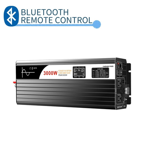 3000w power inverter pure sine wave 12V DC to 120V AC Car off grid Bluetooth