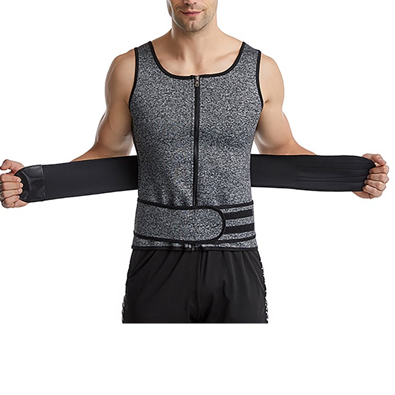 ZPLMIDE Men's Double Belt Vest Body Shaper, Waist Trainer Vest