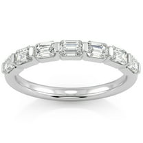 Pompeii 1 Ct Emerald Cut Diamond East To West Wedding Stackable Ring 14k Gold Lab Grown
