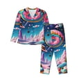 thumbnail image 1 of Balery Colorful Donut Conjunto de Pijama con Estampado para Mujer, Conjunto de Dos Piezas con Manga Larga, Ropa de Dormir Suave con Bolsillos, Pijamas Cómodos-Small, 1 of 7