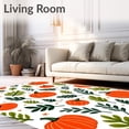 thumbnail image 2 of ODIKA 5'x7' Machine Washable Non-Slip Area Rug, Festive Pumpkin Patch Embroidery Design With Whimsical Autumn Leaves High Traffic Rug, Orange, 738779, 2 of 7