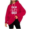 thumbnail image 5 of Hoodies for Women Ndbuld Women And Winter Casual Christmas Solid Round Neck Long Sleeve Pullover Blouse Sweatshirt Red 5XL, 5 of 5