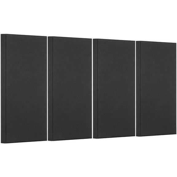 Black Acoustic Wall Panels 4 Pack 2 Inch Thick 23.6 x 11.8 Inch Self-Stick Soundproofing Foam for Walls and Ceilings