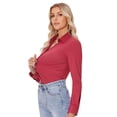 thumbnail image 3 of Camisas con botones para mujer Siliteelon, corte ajustado, color rojo XL, 3 of 9