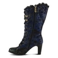 thumbnail image 4 of L'Artiste FORUTALUV Women's Embroidered Suede Lace-Up Boot – Baroque Velvet Mid-Shaft with Stacked Heel, 4 of 9