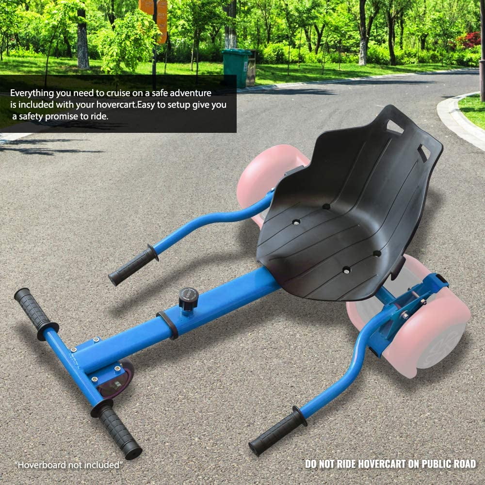 Hover Kart Go Kart Adjustable Seat Attachment for 6.5" Hover-Board Buggy - Blue