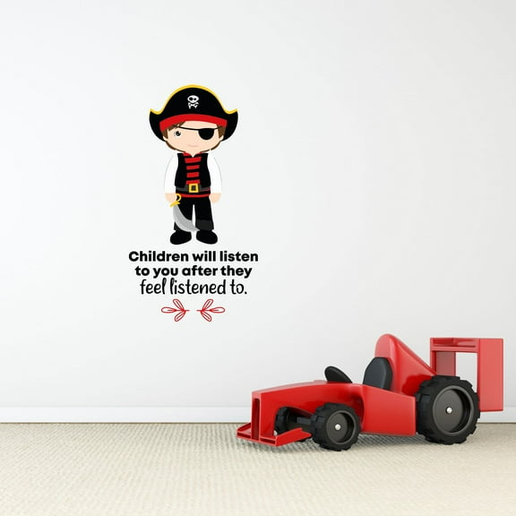 Listen Pirate Boy Cute Life Quote Cartoon Quotes Decors Wall Sticker Art Design Decal for Girls Boys Kids Room Bedroom Nursery Kindergarten Home Decor Stickers Wall Art Vinyl Decoration (20x18 inch)