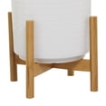 thumbnail image 5 of DecMode 12", 11", 9"H White Ceramic Planter with Removable Wood Stand (3 Count), 5 of 9