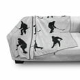 thumbnail image 3 of Hockey Soft Flannel Fleece Throw Blanket, Monochrome Pattern Player Silhouettes in Different Positions Sticks, Cozy Plush for Indoor and Outdoor Use, 70" x 90", Black White, by Ambesonne, 3 of 6
