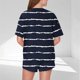 thumbnail image 3 of Pijama informal holgado con estampado de cuello redondo y manga corta para mujer, de poliéster, 3 of 5