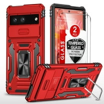 LeYi For Google Pixel 7 case, Slide Camera Cover with 2 Pack Screen Protector, Red