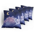 thumbnail image 5 of Ambesonne Moon Throw Pillow Cover 4 Pack, Stars in the Night Cosmic, 24", Yellow Purple, 5 of 7