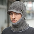 thumbnail image 2 of Men's Winter Brimless Beanie with Integrated Neck Warmer and Fleece Lining, Polyester Fiber, Fashionable Style, Hand Wash or Dry Clean, Fashionable Personality Style, 2 of 9