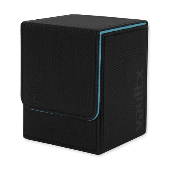 Vault X Trading Card Toploading Deck Box, 80  sleeved cards, Premium Exo-Tec Material, Card Holder Storage Box, Magnetic Lid, for MTG Commander, TCG (Black/Blue)