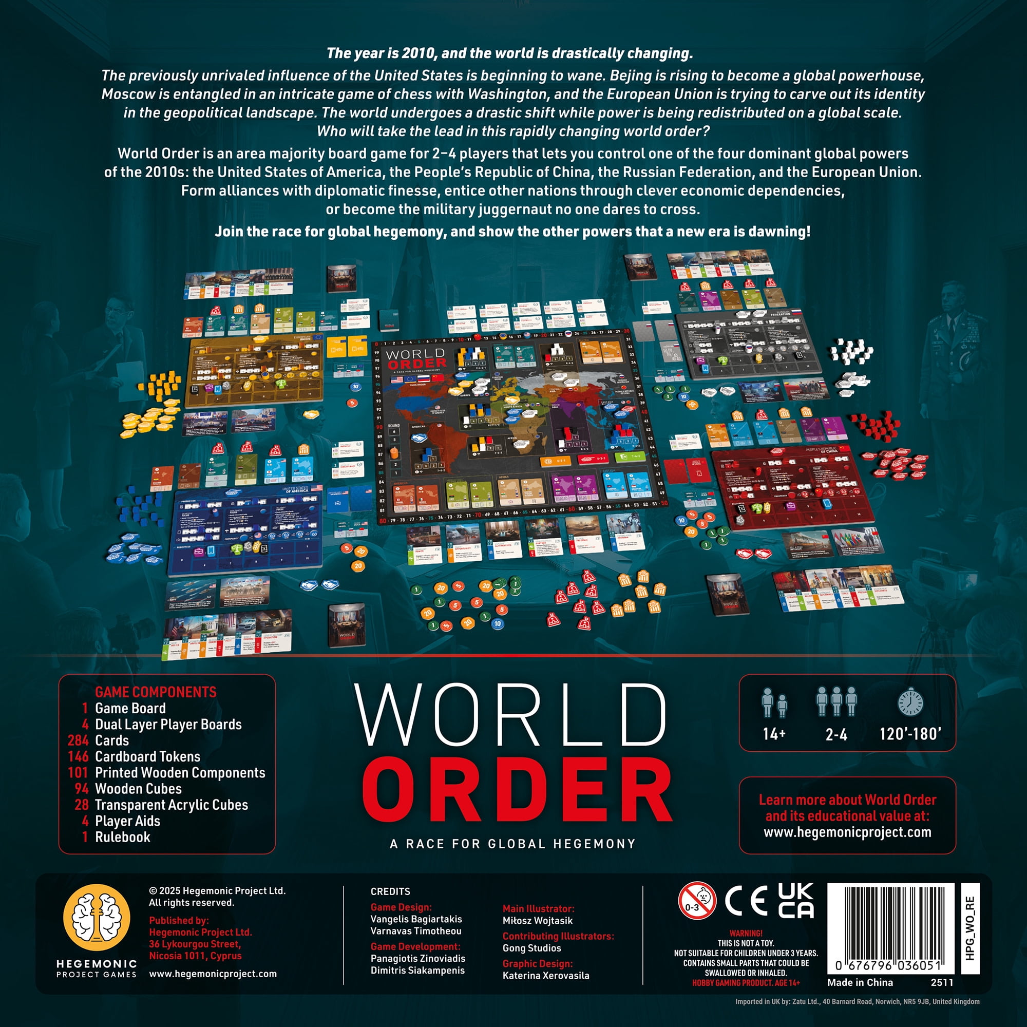 World Order - Political & Economic Events Board Game, Asymmetric Card Driven Play, Global Power Area Control, Deck-Building, Ages 14+, 2-4 Players