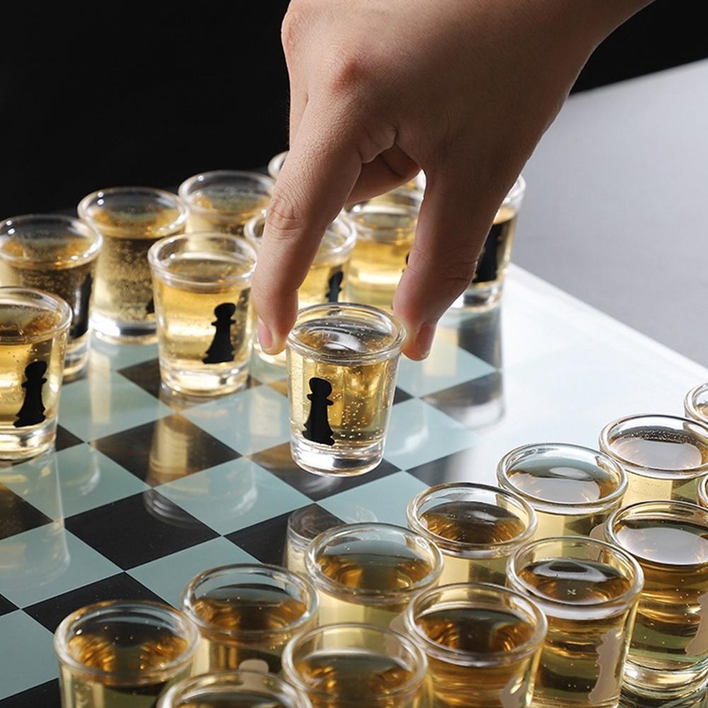 Chess Set – Fancy Chess Board with Shot Glass Chesses Pieces, Fun Drinking Game Edition Where The Loser Takes a Shot, Perfect for Game Nights & Adult Entertaining