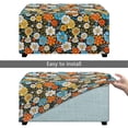 thumbnail image 5 of Xixirimido 70S 80S Retro Hippie Flowers Pattern Ottoman Cover Rectangle Stretch Footrest Stool Cover for Storage Ottoman, Foot Stool Slipcover Protector with Nonslip Elastic Bottom, Large, 5 of 7