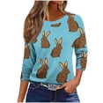 thumbnail image 7 of Idoravan 3/4 Sleeve Tops for Women Trendy Women's Fashion Easter Printed T-shirt 3/4 Sleeves Blouse Round Neck Casual Top, 7 of 7
