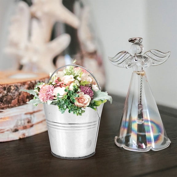 OULII Durable Plated Silver Iron Vases for Rustic Home Decor and Storage